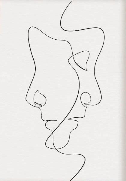 Couple in love with continuous line drawing vector illustration minimalist design of romantic minimalism theme. The Three Faces Line Art Affiche in 2020 | Minimalist ...