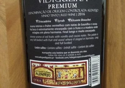 Contém sulfitos e dióxido de enxofre. Vidigueira Premium 2016 - wine4people