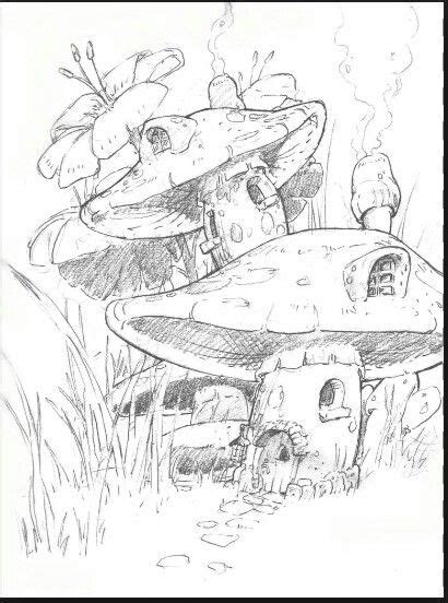 Zentangle mushrooms to color ! mushroom houses | Fantasy drawings, Fairy drawings, Drawings