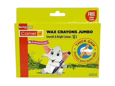 24 assorted shades + 2 glitter crayon. Buy Camel Jumbo Wax Crayons 12 Shades Online In India ...