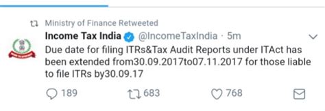 Normally the due date of income tax filing can be categorized. Tax Audit Due Date Extended to Nov 7th 2017 for A.Y 2017 ...