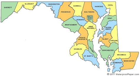 Printable Maryland Maps | State Outline, County, Cities