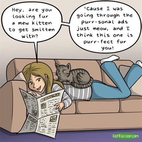 Cats are the best, they make our lives better and give us companionship with their fluffy cuddles and nonchalant attitudes. Literally just cat puns | KatRaccoon Comics