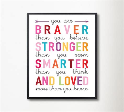 You're smarter than you think quote. You Are Braver Than You Believe Winnie the Pooh quote print | Etsy (With images) | Nursery wall ...