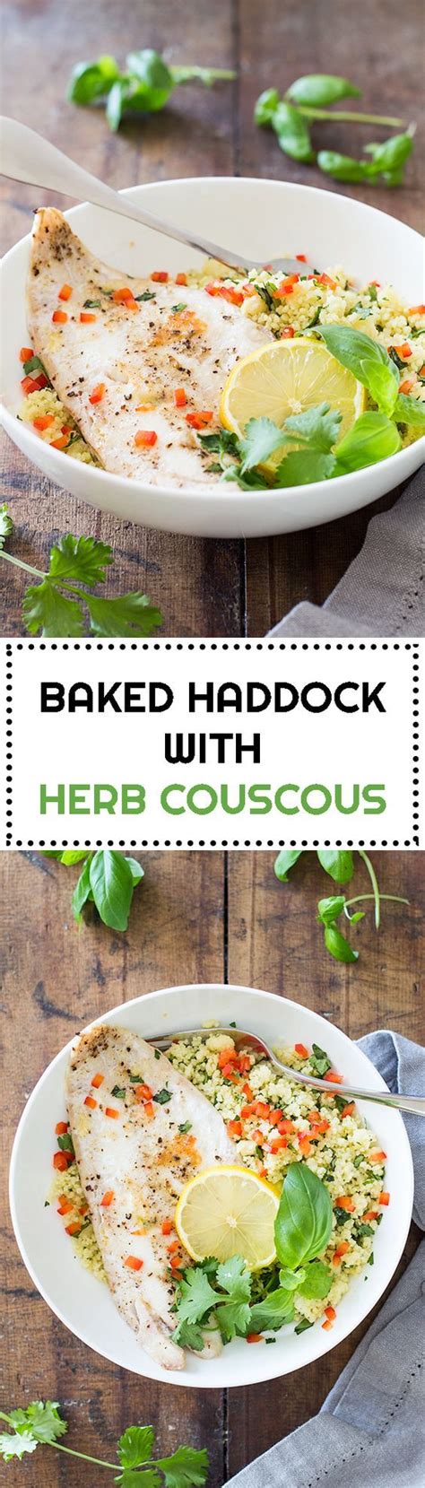 This healthy and easy baked haddock recipe is inspired by the new england version, but made with simple breadcrumbs instead of the traditional crushed ritz crackers. Baked Haddock with Herb Couscous - Green Healthy Cooking ...