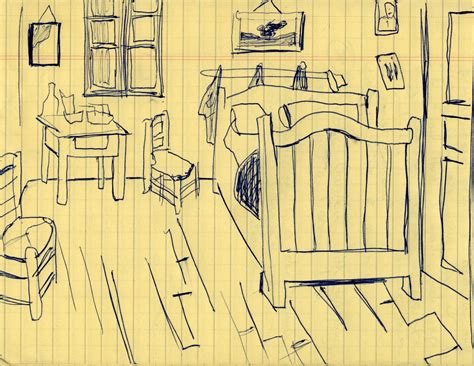 The window in the front wall looked on to place lamartine and its. Sketch of 'Van Gogh's Bedroom' Vincent Van Gogh 1888 ...