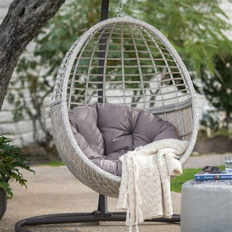 Buy products such as leisuremod outdoor modern wicker hanging double egg swing chair in white at walmart and save. Egg Chair Hanging Wicker Resin Outdoor Porch Pool