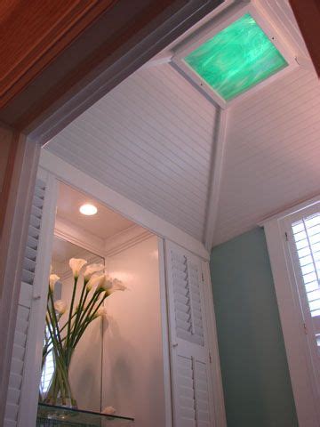 How to install a beadboard ceiling in a porch. Caribbean 1/2 bath - Note the bead board ceiling with ...