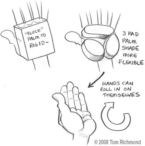 This time the thumb is on the outside and is being connected to the palm line. Richmond Illustration Inc.