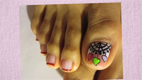 Pedicure con flores en esmalte blanco y lila. Pedicure facil principiante /Toe nail art step by step - YouTube