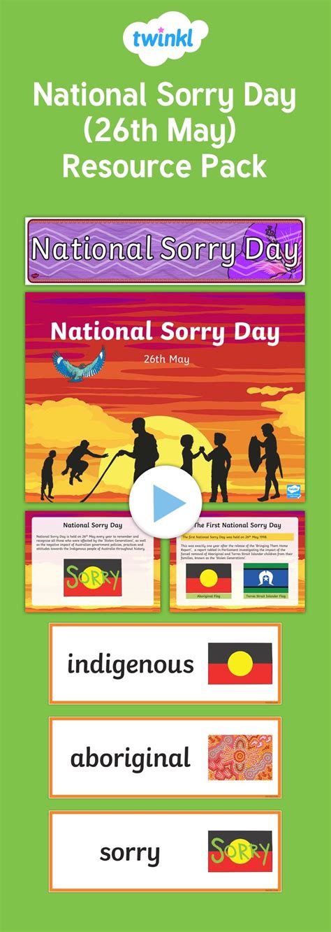 National sorry day, or the national day of healing, is an annual event that has been held in australia on 26 may since 1998, to remember and commemorate the mistreatment of the country's indigenous. National Sorry Day (26th May) Resource Pack | National ...