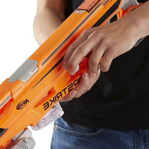 Pop, lock, and drop it. Nerf N-Strike Elite AccuStrike RaptorStrike Kids Gun Toy