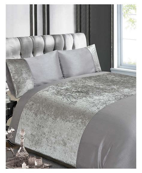 Windermere crushed velvet & soft velvet bed. Crushed Velvet Silver Double Duvet Cover Set | Duvet cover ...