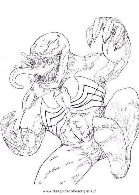 Venom è un film del 2018 adattamento cinematografico dei fumetti marvel con protagonista venom, uno dei principali antagonisti dell'uomo ragno. Disegno venom_02: personaggio cartone animato da colorare