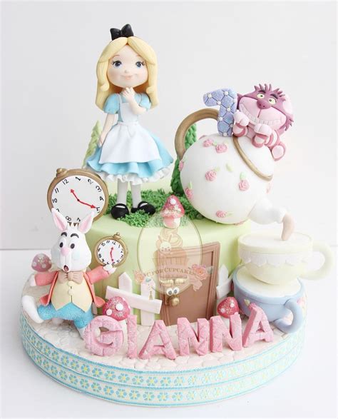 Alice in wonderland themed tea party. #alicecake #aliceinwonderlandcake | Alice in wonderland cakes, Girl cakes, Disney cakes