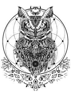 'w' for window and water pump: Boho Moth with Sacred Geometry - Adult Coloring Book Page ...
