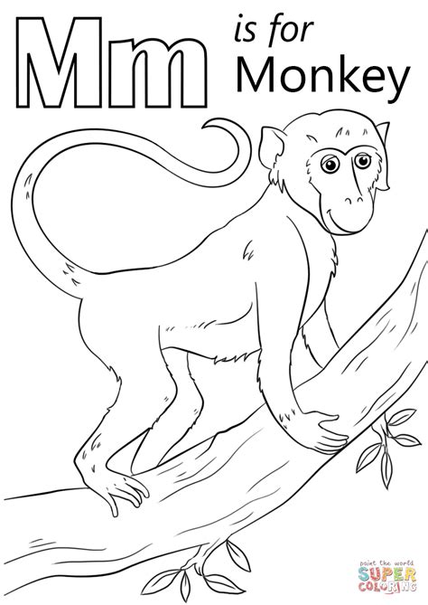 Large collection of free printable monkey coloring pages. Letter M is for Monkey coloring page | Free Printable ...