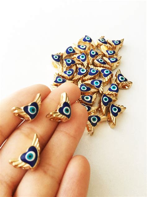 3pc evil eye charm, enamel evil eye connector, gold plated evil eye pendant | Evil eye charm 