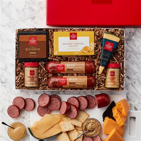 Rainier gourmet gift basket can be the best cheese and sausage gift basket. All-Natural Sausage & Cheese Gift Box | Hickory Farms