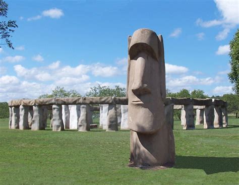 For decades, mystery has swirled around what happened to the founding population of the remote easter island. Stonehenge II with Easter Island Statue in Front - Texas ...