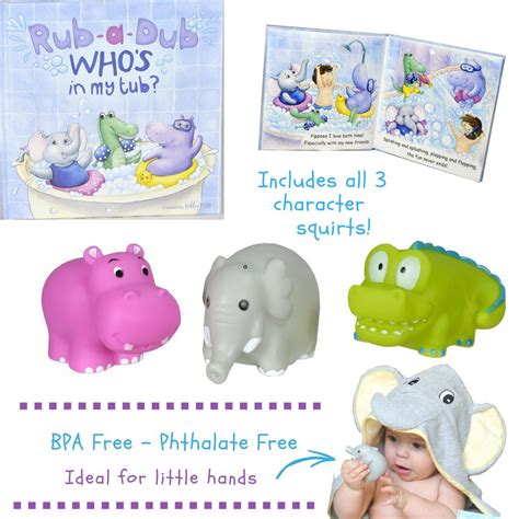 Baby elephant bathing double trouble. Baby Gift Set- Rub A Dub, Whoâ s in My Tub? 5 Piece Bath ...