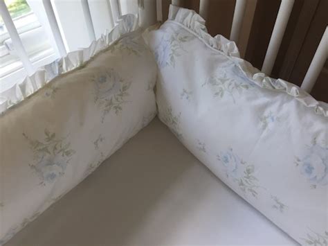 5 out of 5 stars. Shabby Faded Blue Cabbage Rose Ruffled Crib Bumpers