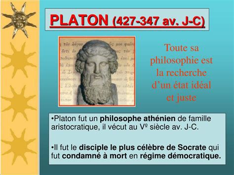 Les questions qui sont au cœur de la psychologie, cela fait deux millénaires que les penseurs se les platon suppose que nos idées sont innées, un peu comme si l'homme possédait un stock cognitif, un. PPT - PLATON (427-347 av. J-C) PowerPoint Presentation, free download - ID:248075