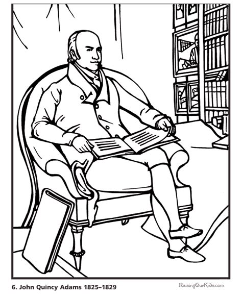 In this color sheet, kids will be able to color the image of john quincy adams, and give him the color they desire on the suit he is putting on. John Adams Coloring Pages - Coloring Home