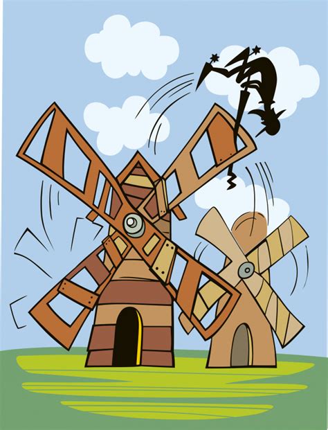 The ingenious nobleman sir quixote of la mancha (spanish: Don quijote y molino de viento | Vector Premium