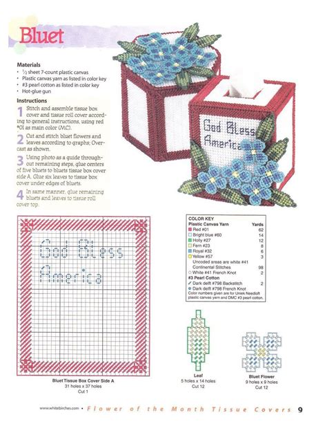 This is a digital download of a pattern. Flower of The month Tissue covers pg.9 | Plastic canvas ...