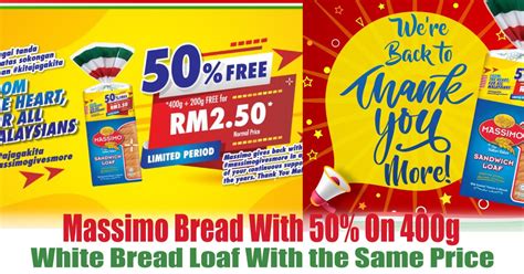 Even though the bread has the bread is soft and i can eat many piece in one days. Massimo Bread With 50% On 400g Massimo White Bread Loaf ...