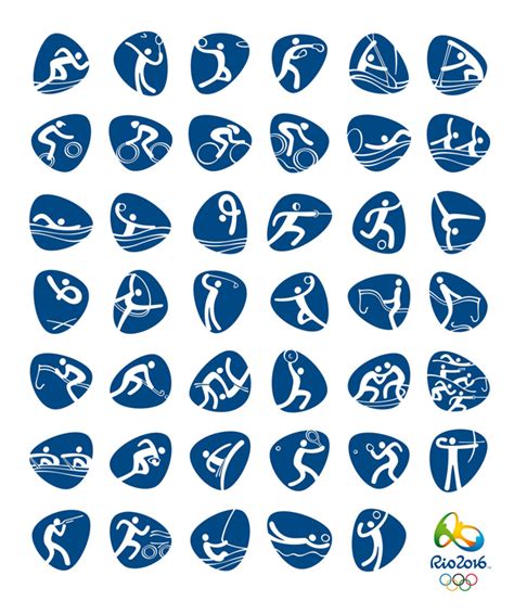 Muy interesante la recopilación de todos los logos de los juegos olímpicos diseñados desde 1896 (en la imagen) hasta nuestros días. Pictogramas oficiales de los Juegos Olímpicos de Río 2016