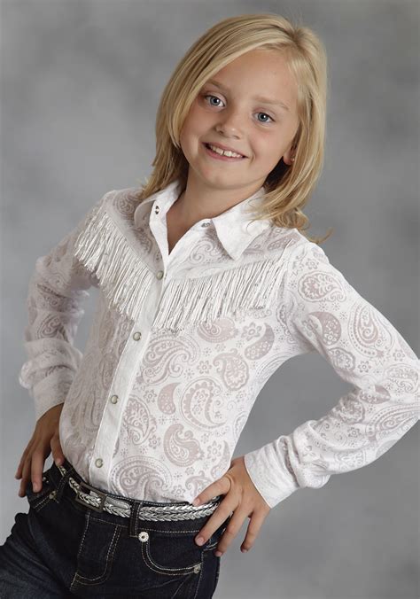 Click the photo above and visit now. Roper® Girls White Sequins Accented LS Snap Fringe Western Shirt