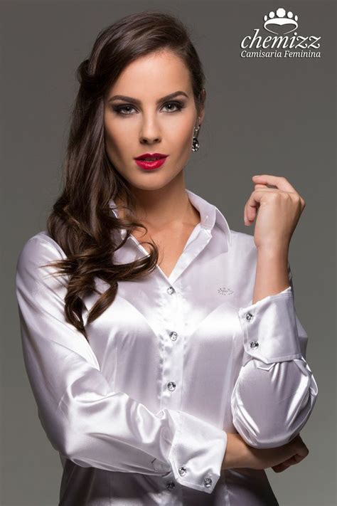 Office wear casual white satin collar button down blouse with long sleeve shirt. White fitted satin blouse | satin | Pinterest | Satin, Satin blouses and Blouses