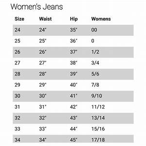 Size Guide Women 39 S Jeans Education Women Jeans Bargain Hunting