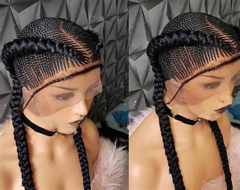 Latest ghana weaving shuku styles | fabwoman. Cornrow Braid Wig/ 180 Frontal/Cornrow Braided Wig/ Ghana Weaving Braided Wig/ Braid Wig ...