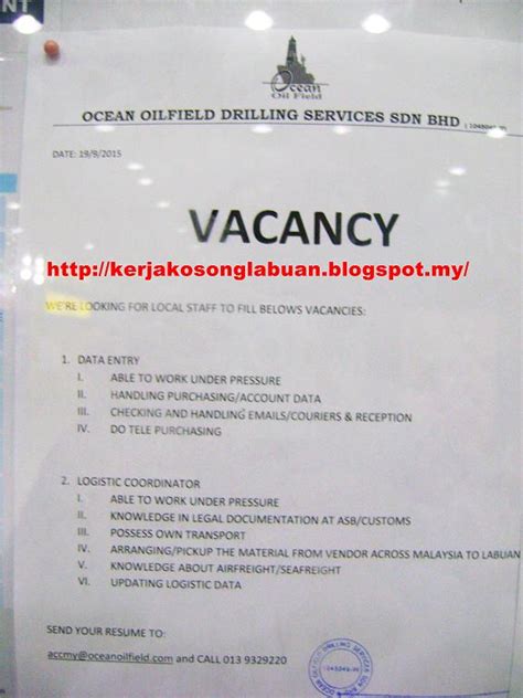 Terdapat 3 hasil carian kerja di labuan. Kerja Kosong Di Labuan: job vacancy at ocean oilfield ...