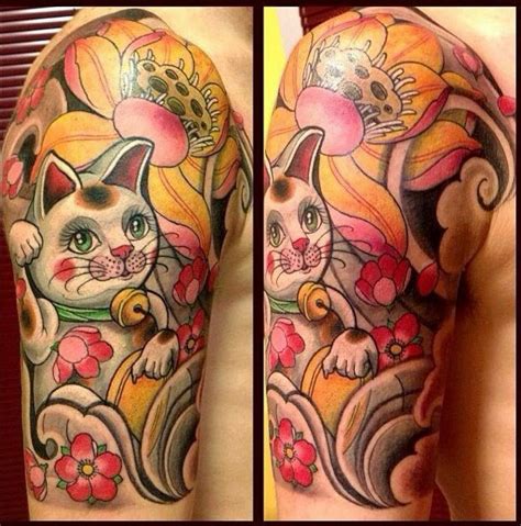 The flower is often associated with enlightenment and spiritual awakening. Tattoo Ideas 👺 | Lucky cat tattoo, Lucky tattoo, Tattoos