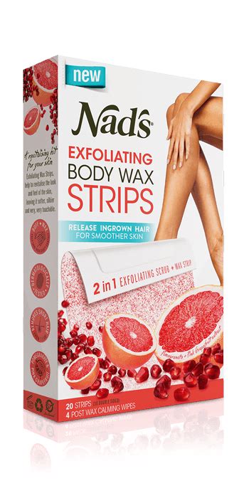 Exfoliating once or twice a week to remove any dead skin cells on the surface will help prevent ingrown hairs, and finishing with lotion or oil will keep skin hydrated and protected. Nad's Hair Removal Exfoliating Body Wax Strips