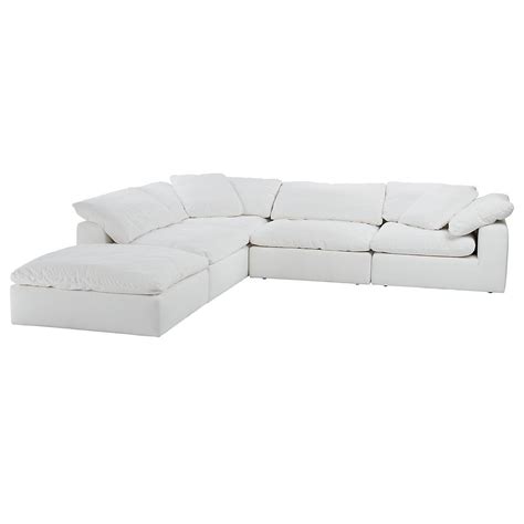 With its brushed steel legs creating a beautiful contrast to the leather. Nixon White Fabric Sectional | Sectional, Fabric sectional ...