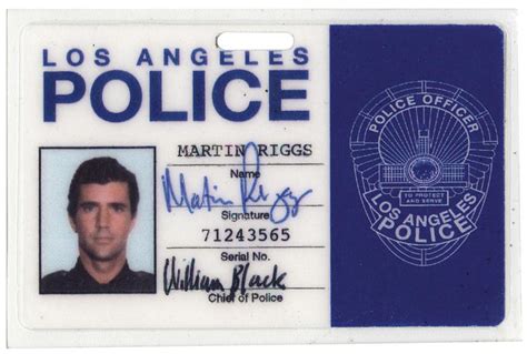 We are located in the los angeles area. "Martin Riggs" Los Angeles Police ID card created for Lethal