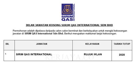 Sign up to find emails for sirim qas international sdn. Jawatan Kosong Terkini SIRIM QAS International ~ Pelbagai ...