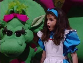 Selena gomez forgot the lyrics to her own hit songs — but managed to remember the words to a 2002 duet with barney. Here's a photo of Selena Gomez when she was in Barney when ...