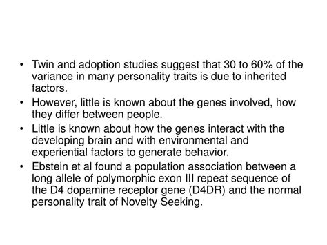 PPT - Genes that affect novelty seeking behavior PowerPoint ...