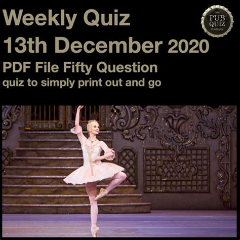 Pick a weekly quiz or a quiz topic from our main menu and then you can print, email to yourself or create a pdf file for each round, using the links underneath. Weekly Quiz / 13th December 20 / PDF / Print