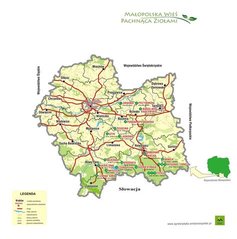Mapa ścienna ogólnogeograficzna/krajob | małopolska: Małopolska Wieś Pachnąca Ziołami - mapa - Tarnów