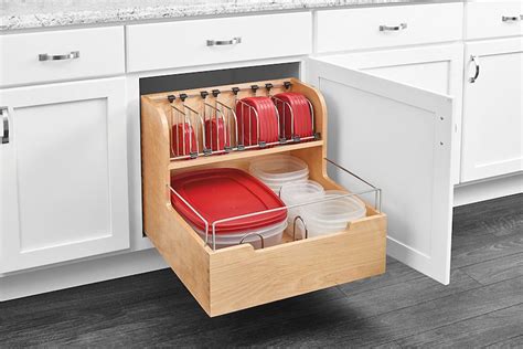 Kitchen cabinet organizers are useful for making cookware and bakeware easy to find to ensure everything is easy to view and access throughout the space. The Rev-A-Shelf 4FSCO Is A Food Storage Container ...