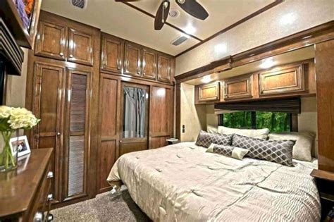 An extra bath near the bunk room area is just icing on the cake! RV Bedroom Interior Ideas