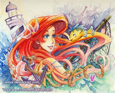 A little piece of ariel i did for my 5 year old niece. The Little Mermaid Nautical Watercolor Painting by ...