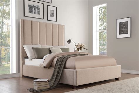 Find the perfect luxury bedroom set for your home or guest house today. Neunan Beige Upholstered Bed Homelegance | Furniture Cart